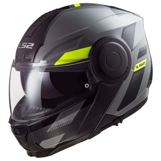 LS2 SCOPE MAX výklopná helma šedá-nardo/Hi-Vis-žlutá