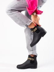 Amiatex Zajímavé dámské gumáky černé na plochém podpatku + Ponožky Gatta Calzino Strech, černé, 37