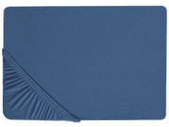 Beliani Bavlněné prostěradlo 160 x 200 cm modré JANBU