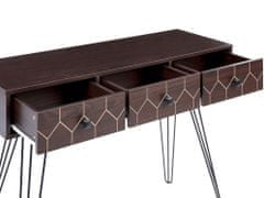 Beliani Konzolový stolek se 3 zásuvkami tmavé dřevo/ černý MALSALA