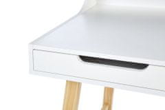 Beliani Psací stůl se dvěma zásuvkami a policí 110 x 58 cm bílý/ světlé dřevo BARIE