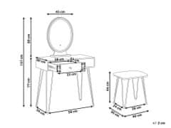 Beliani Toaletní stolek se 2 zásuvkami LED zrcadlem a stoličkou tmavé dřevo/ černý LOIX