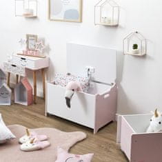 Home DECO Factory Dětská truhla na hračky bílá s úsměvem růžová