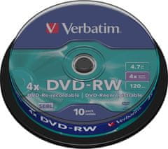 Verbatim DVD-RW 4,7GB/ 4x/ 10pack/ spindle