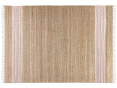 Beliani Jutový koberec 160 x 230 cm béžový/růžový MIRZA