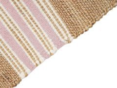 Beliani Jutový koberec 160 x 230 cm béžový/růžový MIRZA