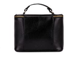 Solier Kožená kosmetická taška Women's Beauty Bag Black 