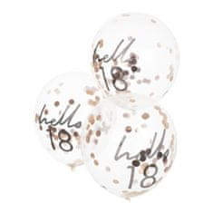 MojeParty Balónky průhledné 30 cm narozeninové s konfetami Hello 18