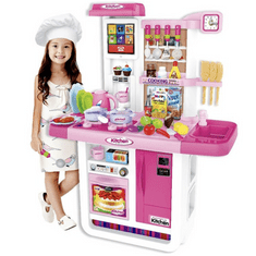 BB-Shop Interaktivní dětská kuchyňka s lednicí, růžová