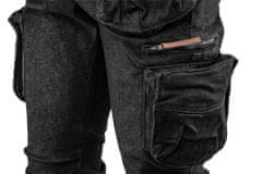 NEO TOOLS Panské pracovní džínové kalhoty, 5 kapes, černé, Velikost XXXL/58