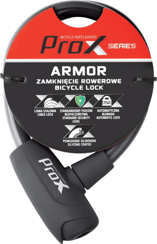 Levně PROX Zámek Prox Armor 12x600 mm. černý silikon 2x klíč