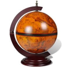 Greatstore Stolní globus bar stojan na víno eukalyptové dřevo