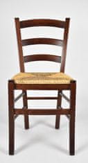 T M C S - sada 2 židlí Venezia bukového dřeva, lakované ořechovou barvou a sedák ze slámy