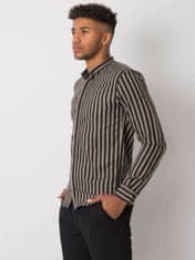 MECHANICH Béžová černá pánská pruhovaná košile, velikost xl