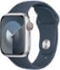 Watch Series 9, Cellular, 41mm, Silver, Storm Blue Sport Band - M/L (MRHW3QC/A)