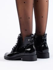 Pohodlné černé kotníčkové boty dámské płaski, černé, 41