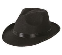 Guirca Mafiánský pánský klobouk černý s černou mašlí