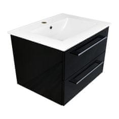 Koupelnová skříňka s keramickým umyvadlem Emilio B 75 - černá