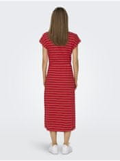 ONLY Červené dámské pruhované basic midi šaty ONLY May XS