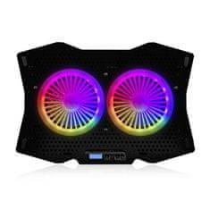 MC-CF18 RGB chladící podložka pro notebooky do velikosti 18", 2 ventilátory, RGB LED podsvícení, černá