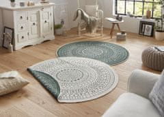 NORTHRUGS Kusový koberec Twin-Wendeteppiche 103103 creme grün kruh – na ven i na doma 140x140 (průměr) kruh