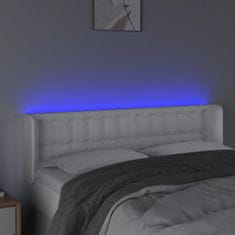 Petromila Čelo postele s LED bílé 147 x 16 x 78/88 cm umělá kůže