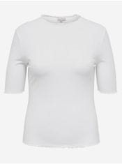 Only Carmakoma Bílé dámské žebrované tričko ONLY CARMAKOMA Ally 54