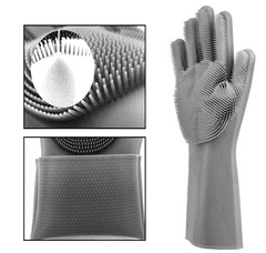 Silikonové rukavice s kartáčem na mytí nádobí